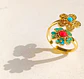 Anillo Ajustable Chapado En Oro 18k Turmalina Roja Vintage - Miniatura 7