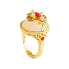 Anillo Ajustable Chapado En Oro 18k Turmalina Roja Jade 1