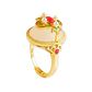 Anillo Ajustable Chapado En Oro 18k Turmalina Roja Jade - Miniatura 1