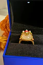 Anillo Ajustable Chapado En Oro 18k Turmalina Roja Jade - Miniatura 2