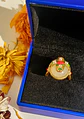 Anillo Ajustable Chapado En Oro 18k Turmalina Roja Jade - Miniatura 7