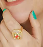 Anillo Ajustable Chapado En Oro 18k Turmalina Roja Jade - Miniatura 8