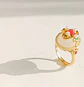 Anillo Ajustable Chapado En Oro 18k Turmalina Roja Jade - Miniatura 5