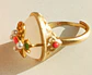 Anillo Ajustable Chapado En Oro 18k Turmalina Roja Jade - Miniatura 6