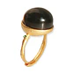 Anillo Ajustable Plata Chapada En Oro 18k Jade Negro Vintage - Miniatura 1