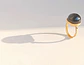 Anillo Ajustable Plata Chapada En Oro 18k Jade Negro Vintage - Miniatura 10
