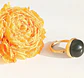 Anillo Ajustable Plata Chapada En Oro 18k Jade Negro Vintage - Miniatura 9