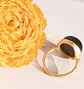 Anillo Ajustable Plata Chapada En Oro 18k Jade Negro Vintage - Miniatura 13