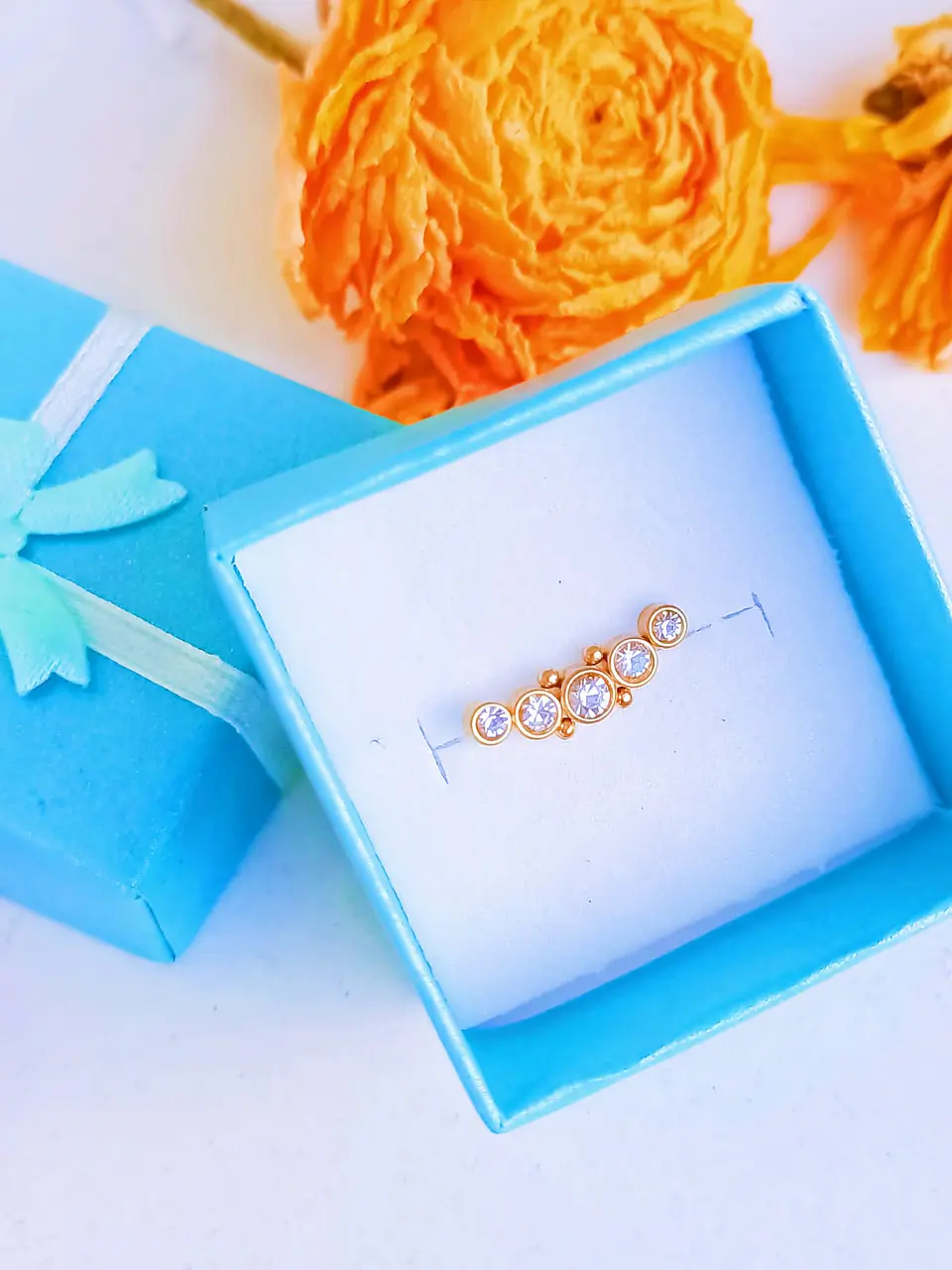 Piercing Oreja Tragus Conch Zircon Chapado En Oro 18k Unidad 2