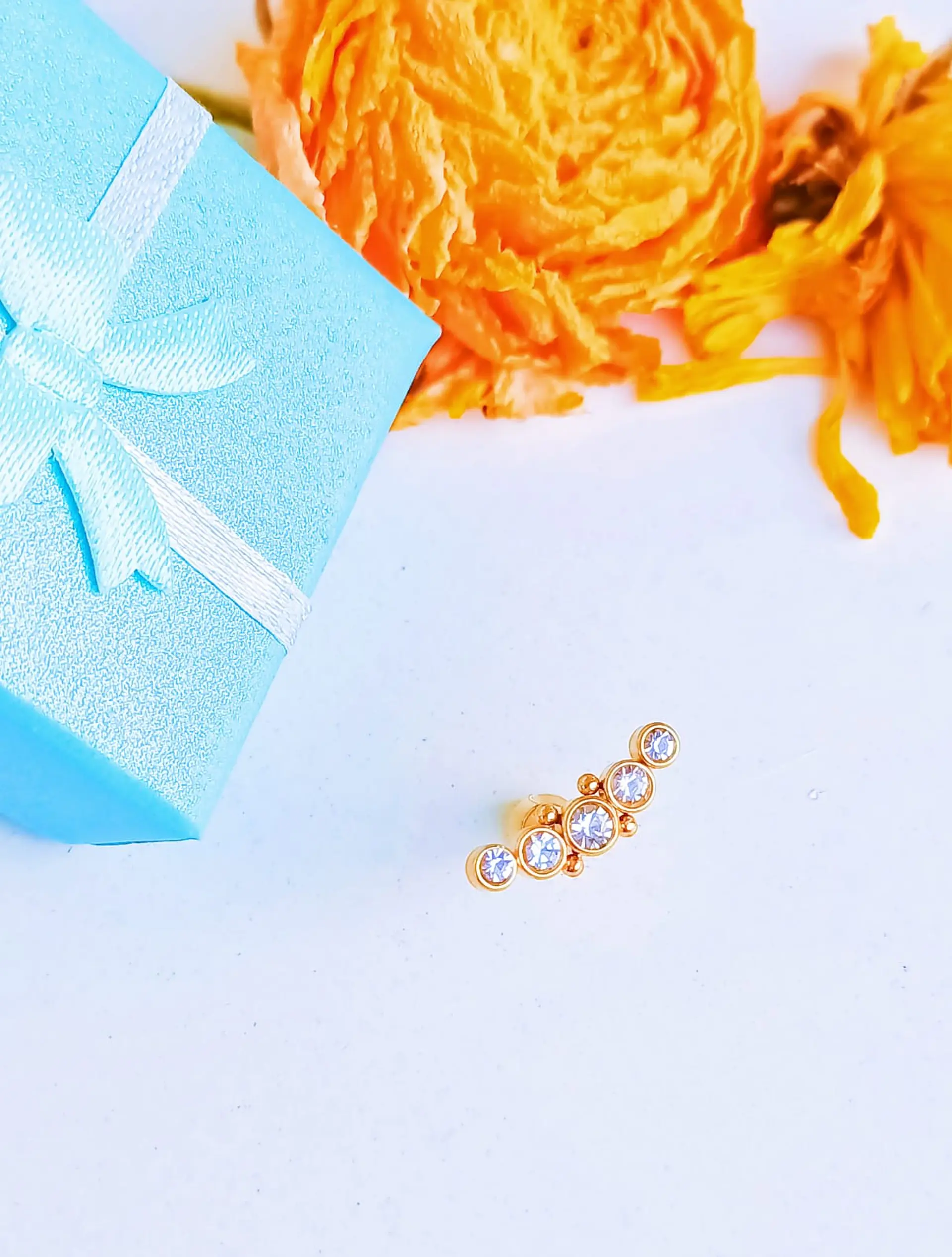Piercing Oreja Tragus Conch Zircon Chapado En Oro 18k Unidad 4