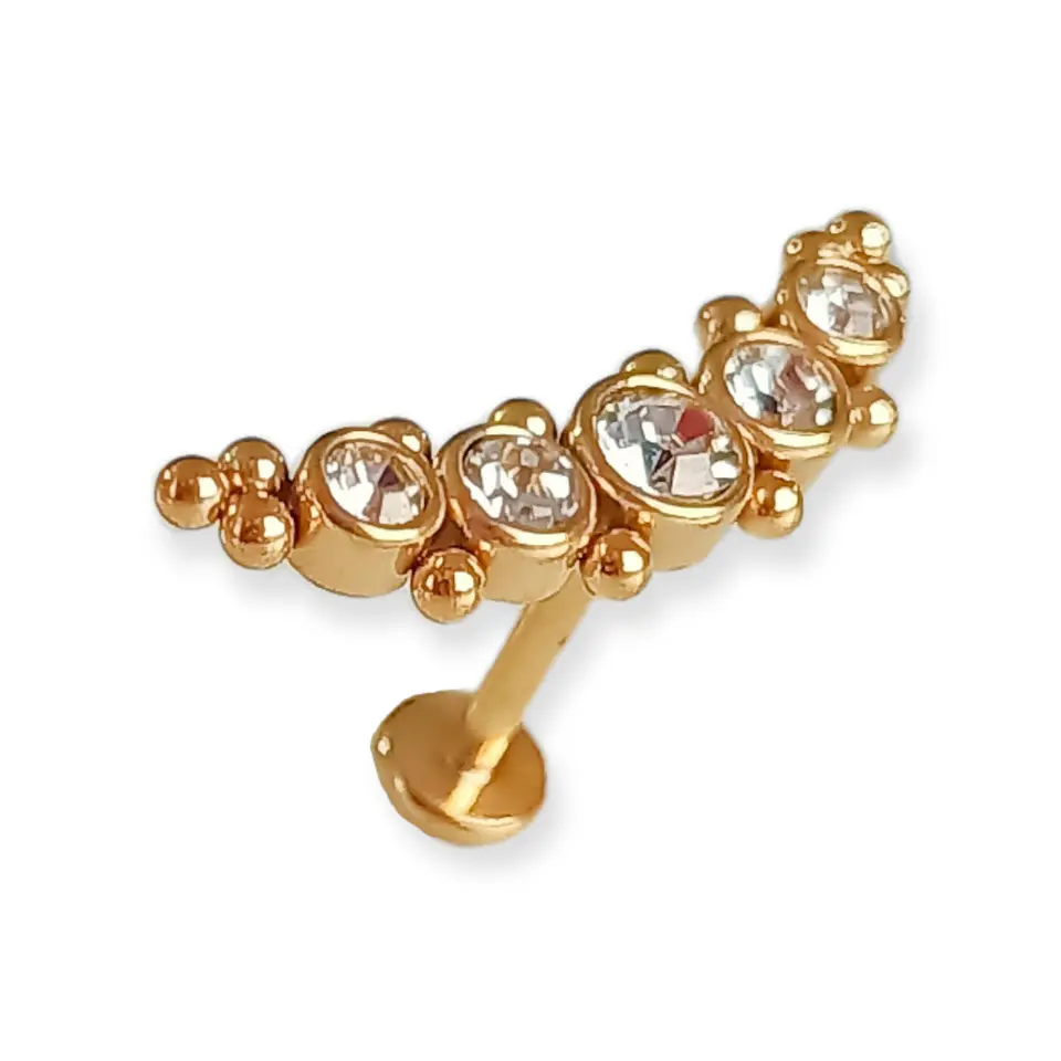 Piercing Modelo Luna Oreja Tragus Conch Labret Chapado En Oro 18k Unidad 1