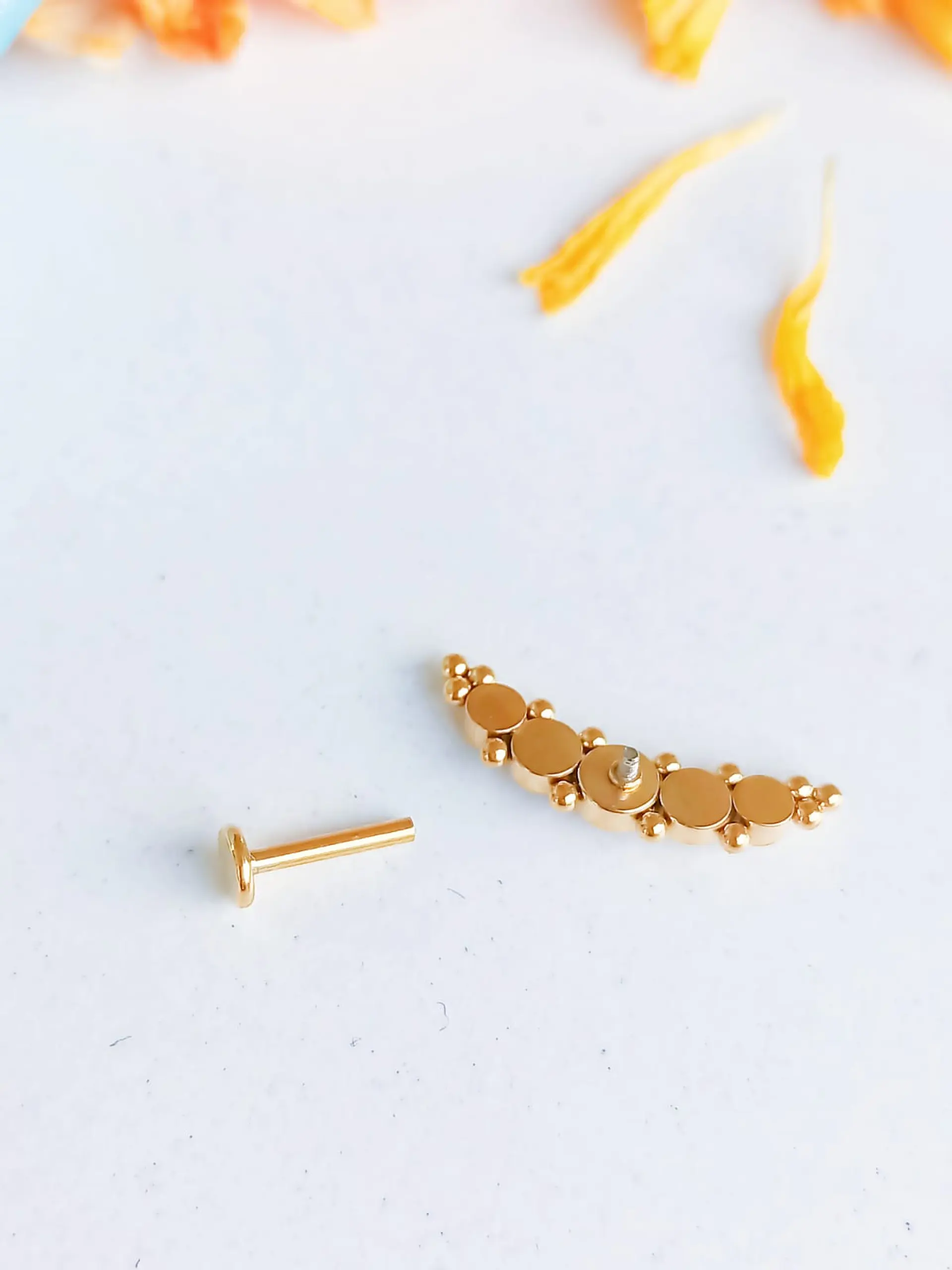 Piercing Modelo Luna Oreja Tragus Conch Labret Chapado En Oro 18k Unidad 7