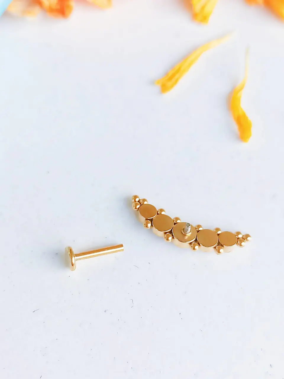 Piercing Modelo Luna Oreja Tragus Conch Labret Chapado En Oro 18k Unidad 7