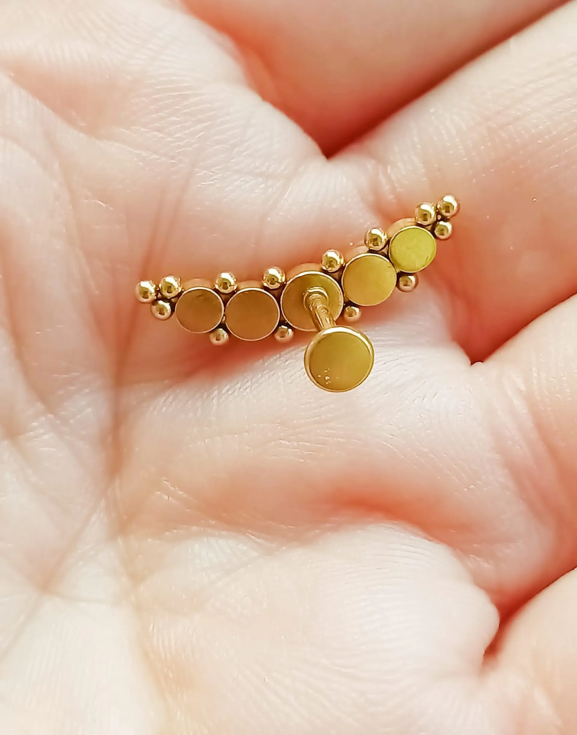 Piercing Modelo Luna Oreja Tragus Conch Labret Chapado En Oro 18k Unidad 10