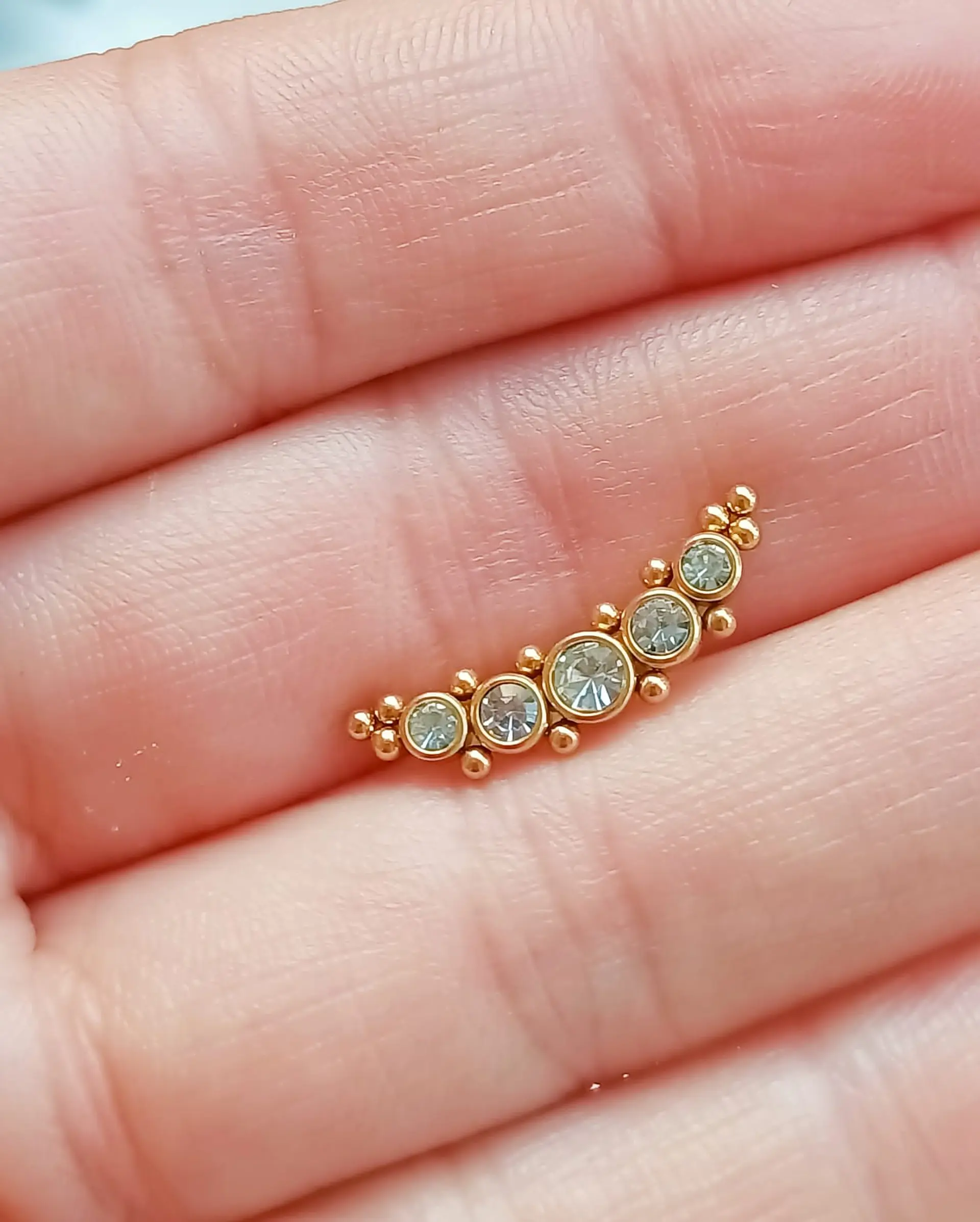 Piercing Modelo Luna Oreja Tragus Conch Labret Chapado En Oro 18k Unidad 12
