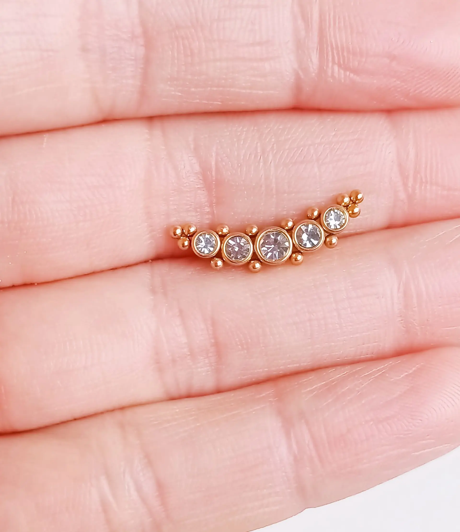 Piercing Modelo Luna Oreja Tragus Conch Labret Chapado En Oro 18k Unidad 13