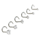 Set De 6 Piercing Pack Nostril Punto De Luz Tipo S Plateado 1