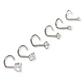 Set De 6 Piercing Pack Nostril Punto De Luz Tipo S Plateado - Miniatura 1