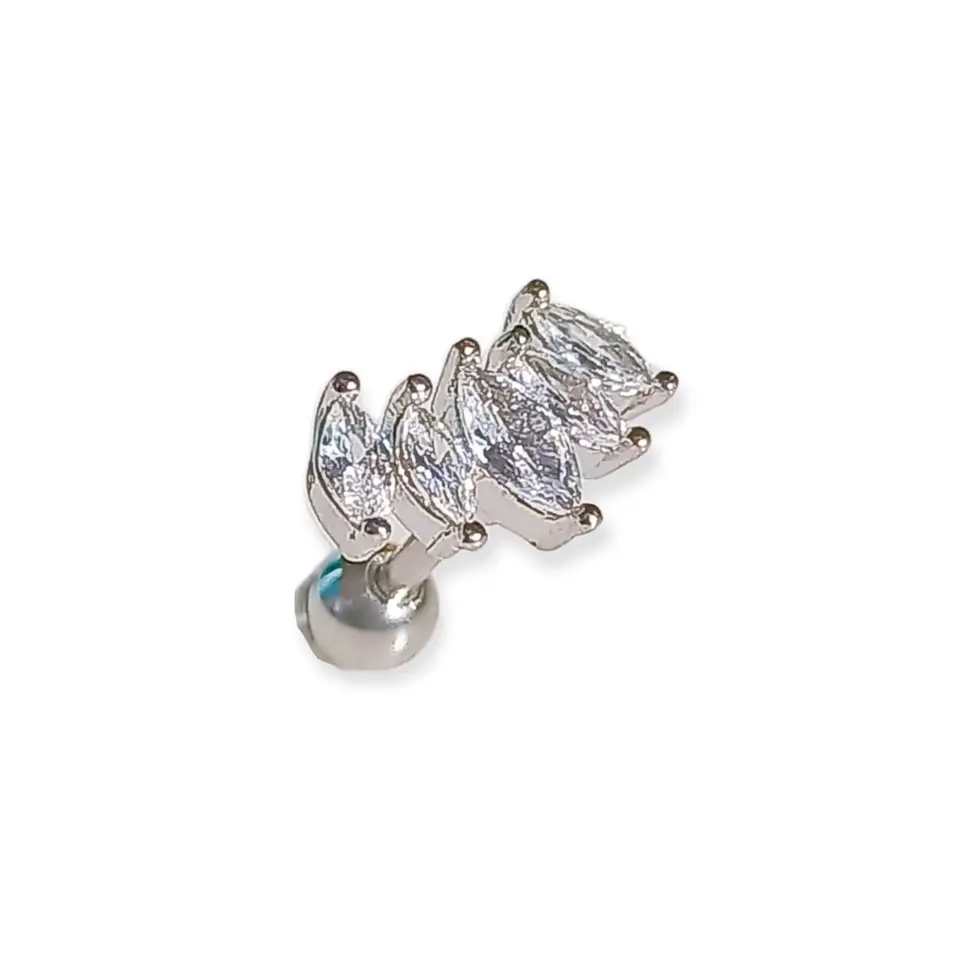 Aros Piercing Punto De Luz Helix Flat Zirconia Hipoalergenico 1