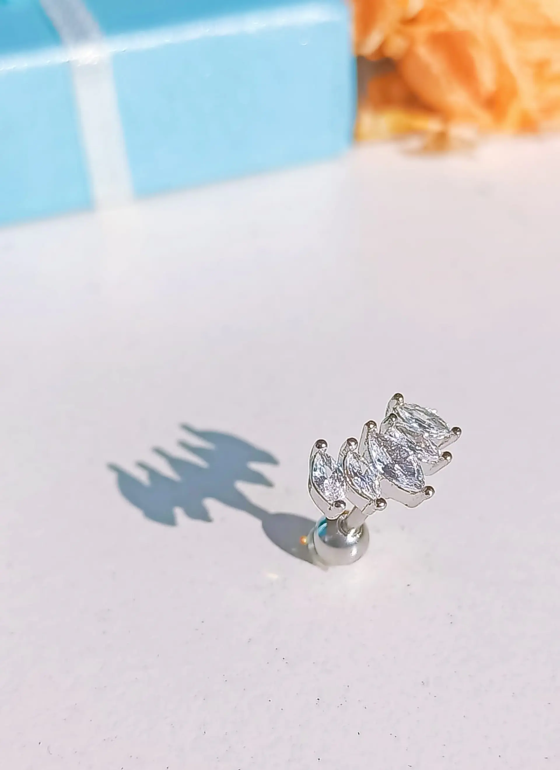 Aros Piercing Punto De Luz Helix Flat Zirconia Hipoalergenico 4