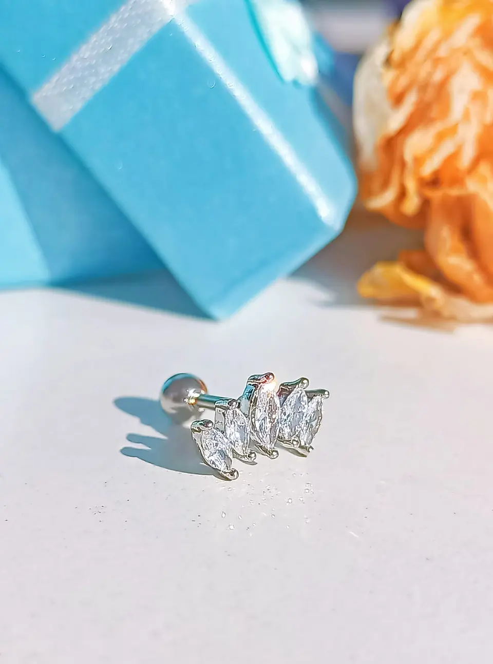 Aros Piercing Punto De Luz Helix Flat Zirconia Hipoalergenico 6