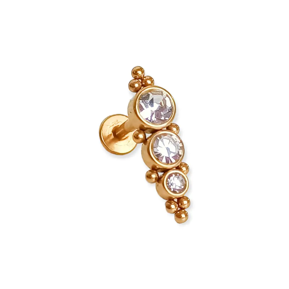 Piercing Oreja Crisalida Tragus Conch Lobulo Chapado En Oro 18k Unidad 1