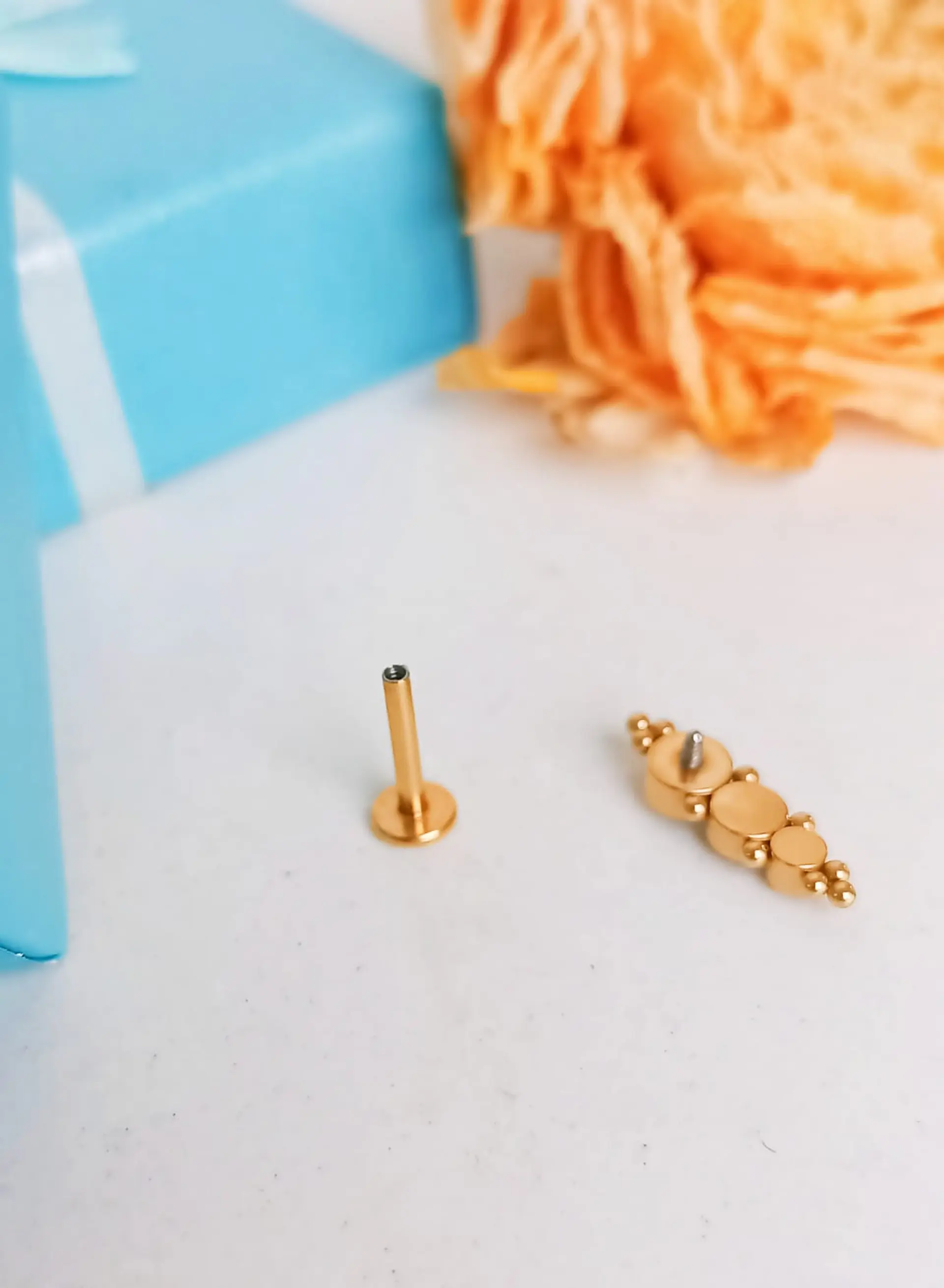 Piercing Oreja Crisalida Tragus Conch Lobulo Chapado En Oro 18k Unidad 2