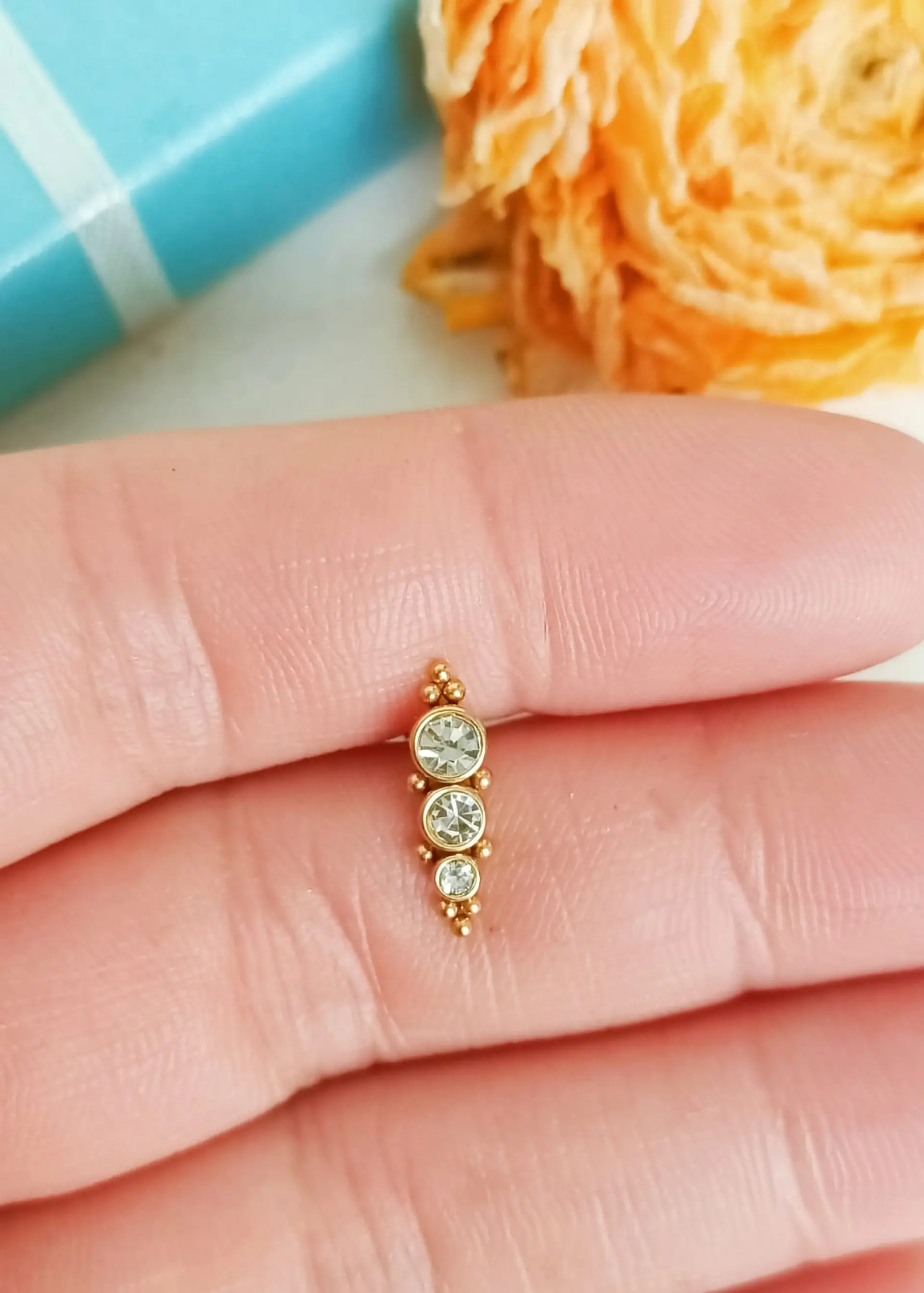 Piercing Oreja Crisalida Tragus Conch Lobulo Chapado En Oro 18k Unidad 5