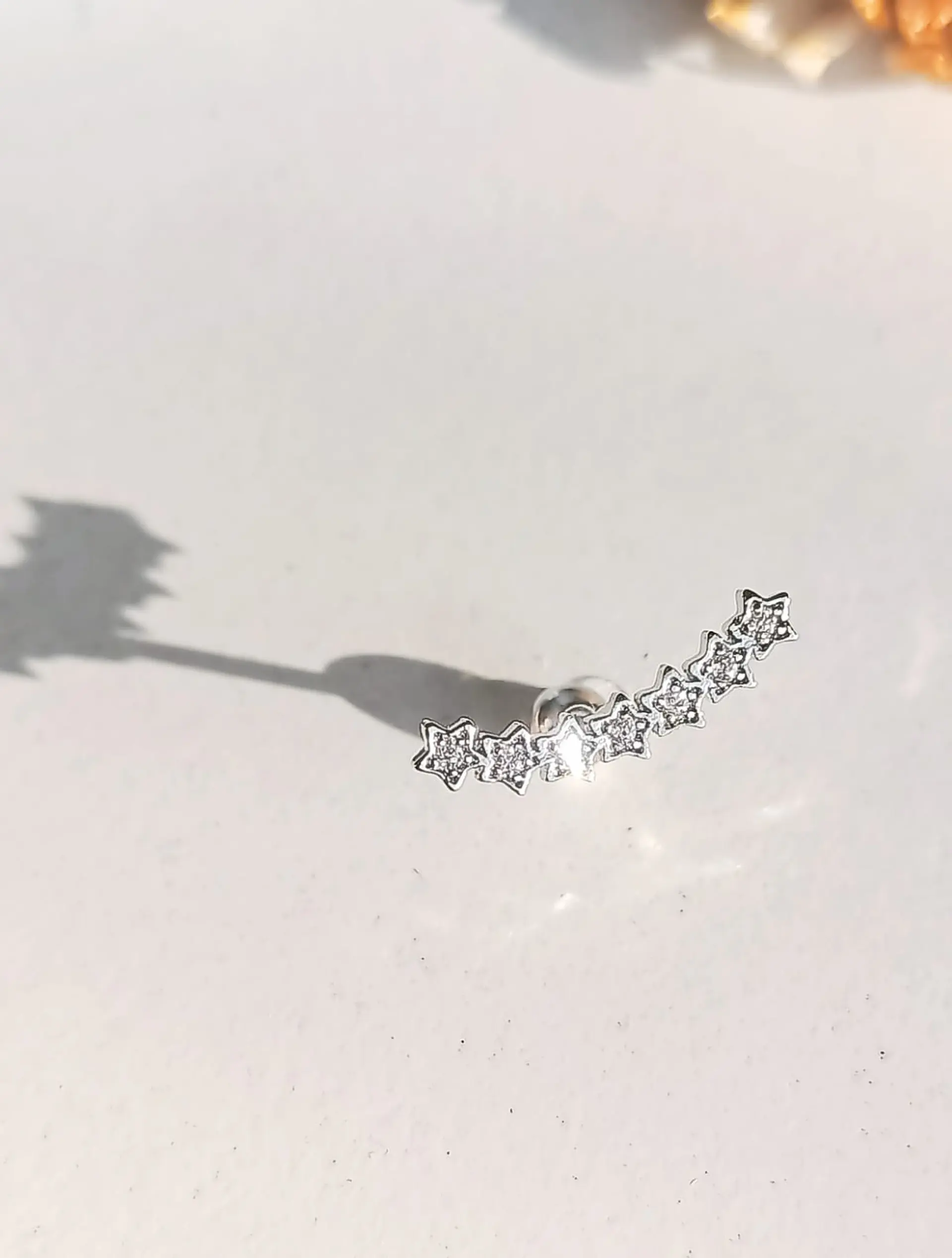 Aro Piercing Helix Flat Lóbulo Zirconia Estrellas Unidad 4