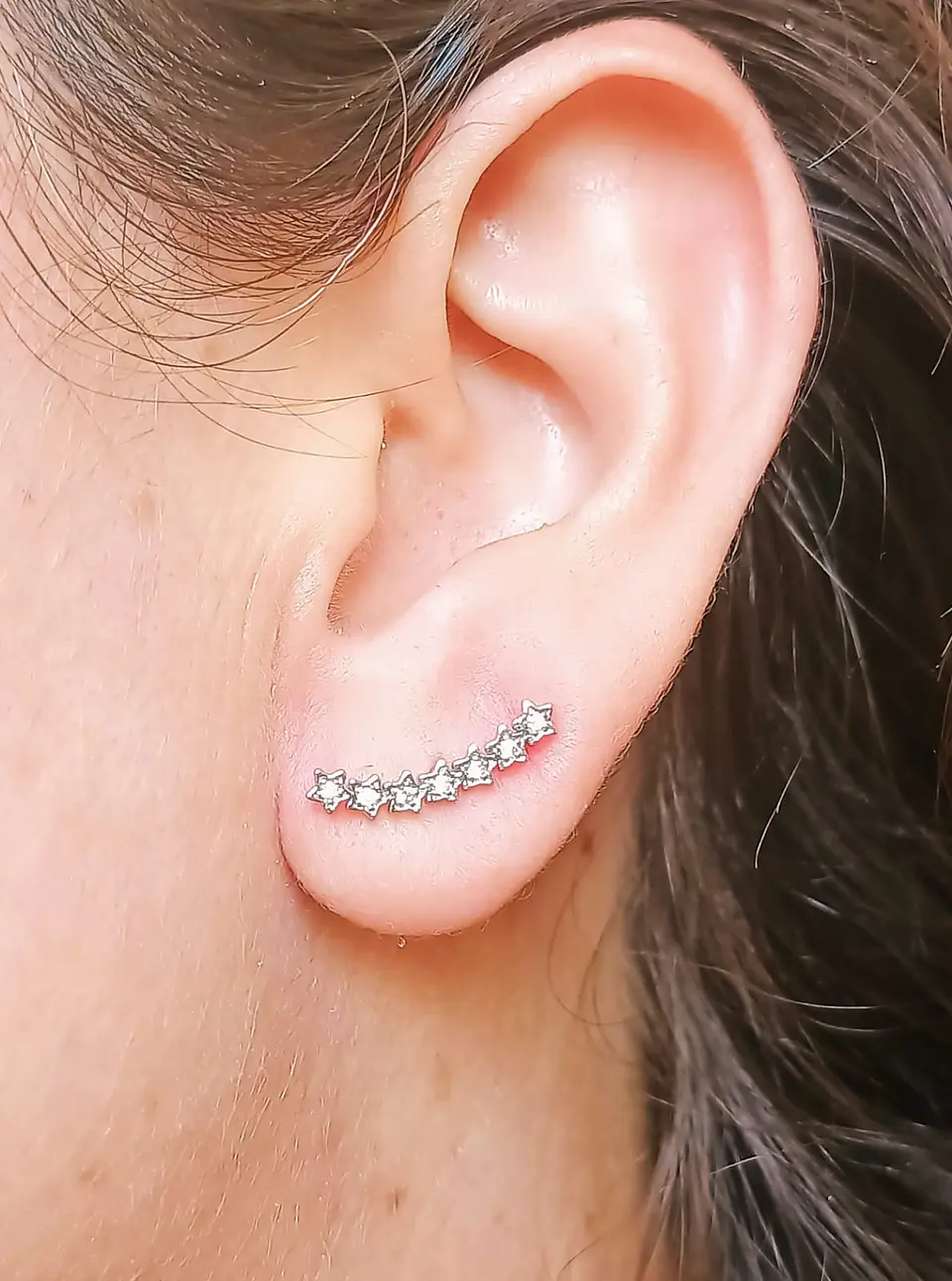Aro Piercing Helix Flat Lóbulo Zirconia Estrellas Unidad 3