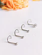 Set 4 Piercing Plateados Tipo S Nariz Zirconia Nostril Punk - Miniatura 6