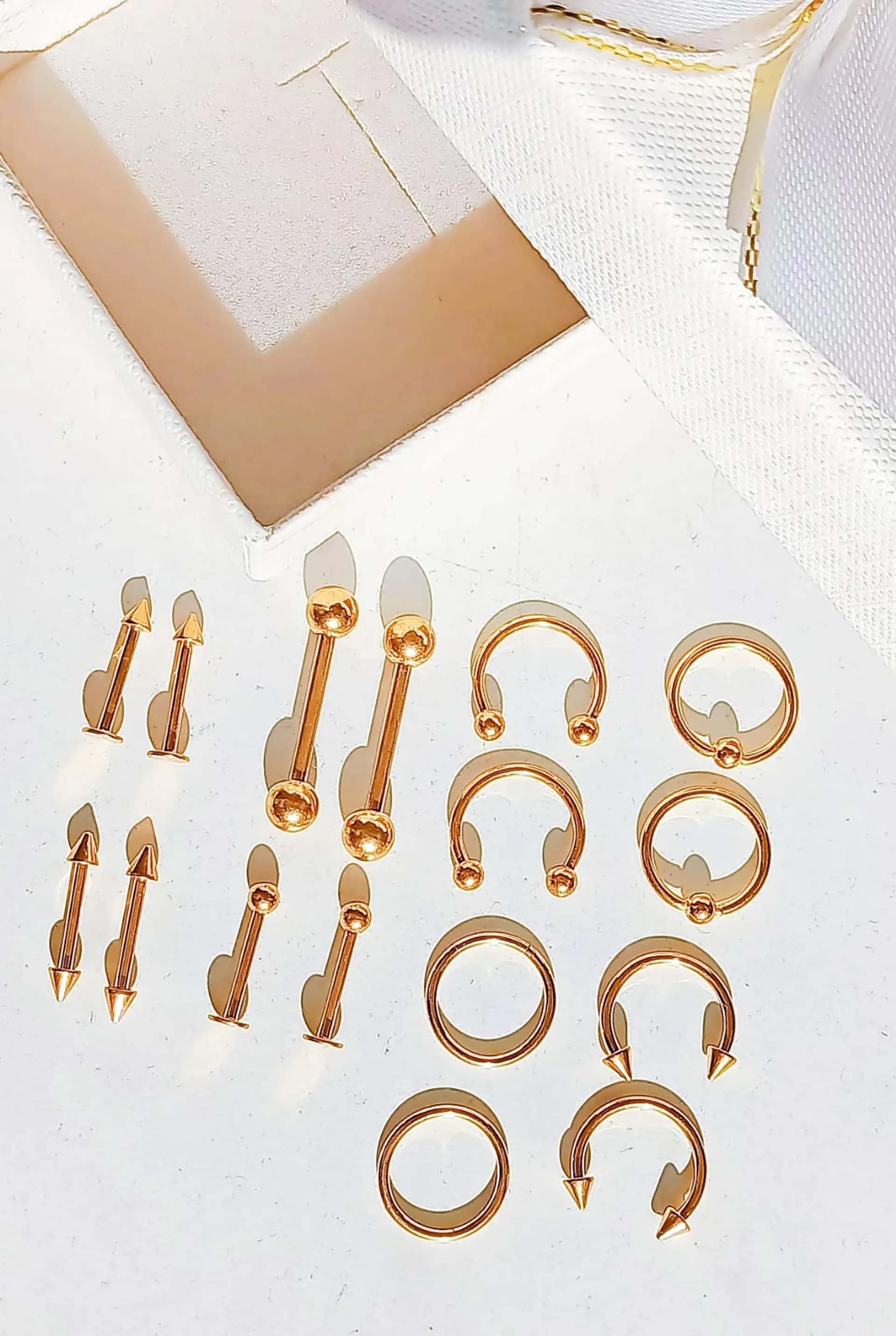 Pack 16 Piercing Tragus Septum Nostril Chapado En Oro 18k 4