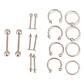 Pack 16 Piercing Plateado Set Tragus Septum Industrial Nostril Helix - Miniatura 1