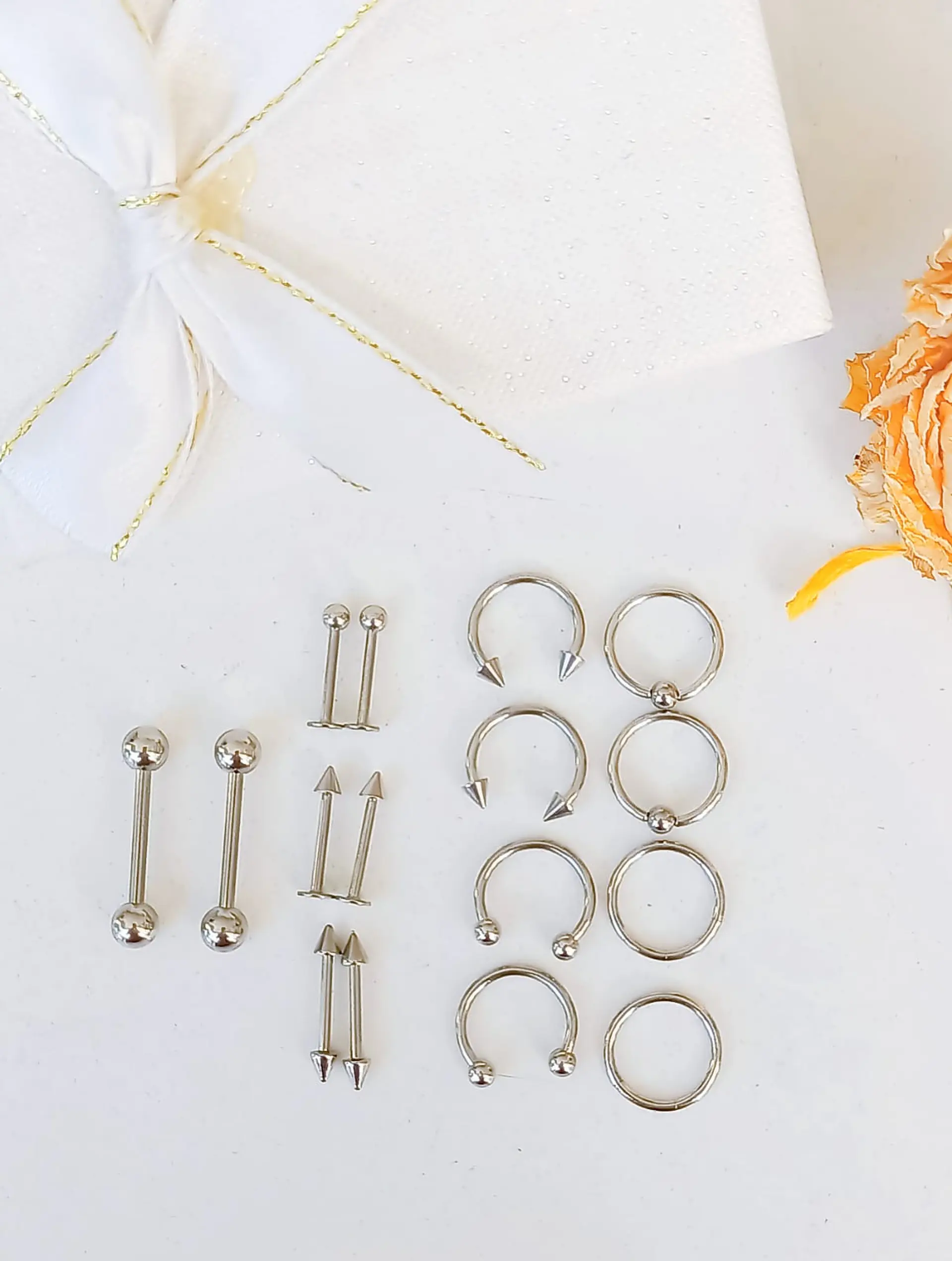 Pack 16 Piercing Plateado Set Tragus Septum Industrial Nostril Helix 2