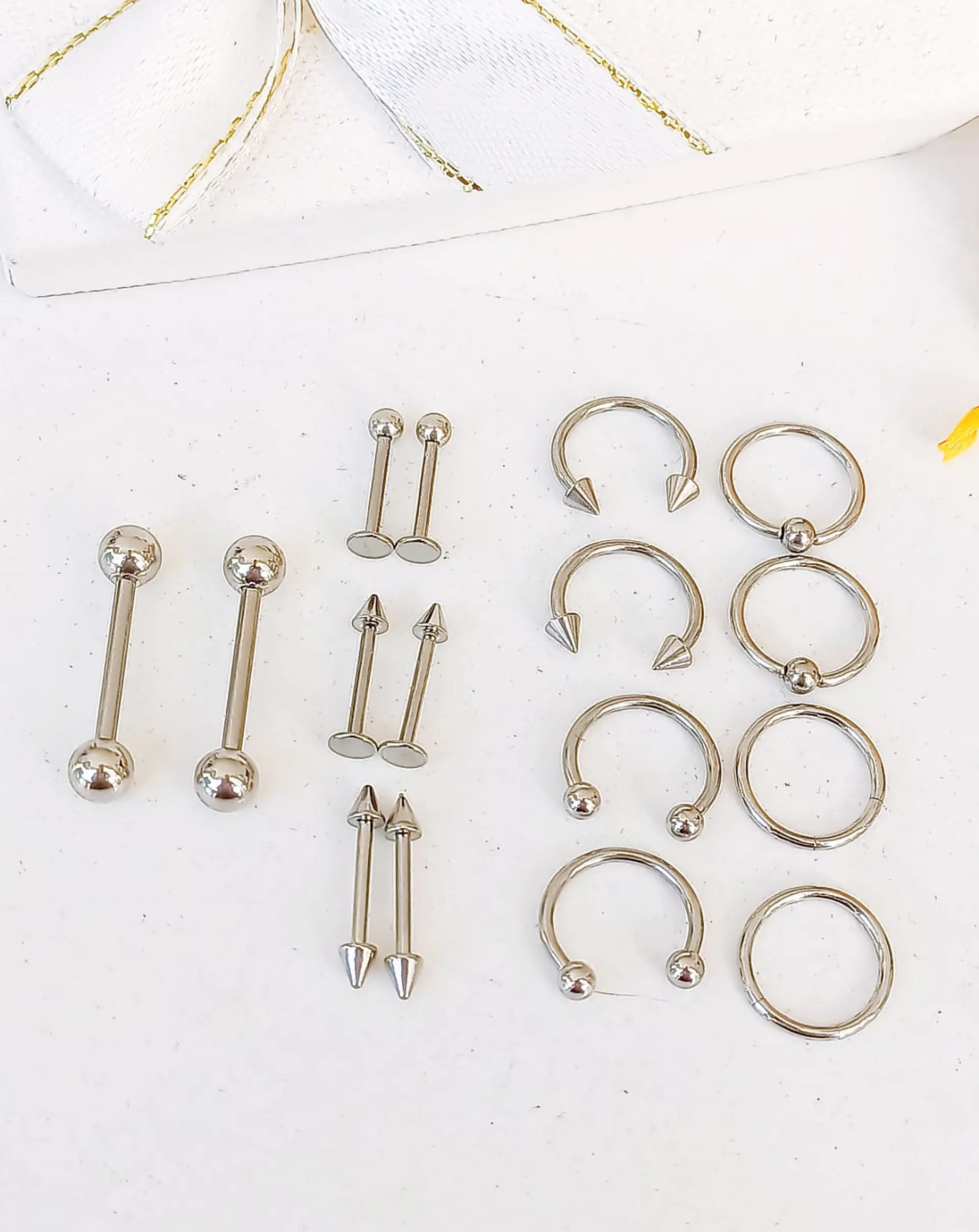 Pack 16 Piercing Plateado Set Tragus Septum Industrial Nostril Helix 3
