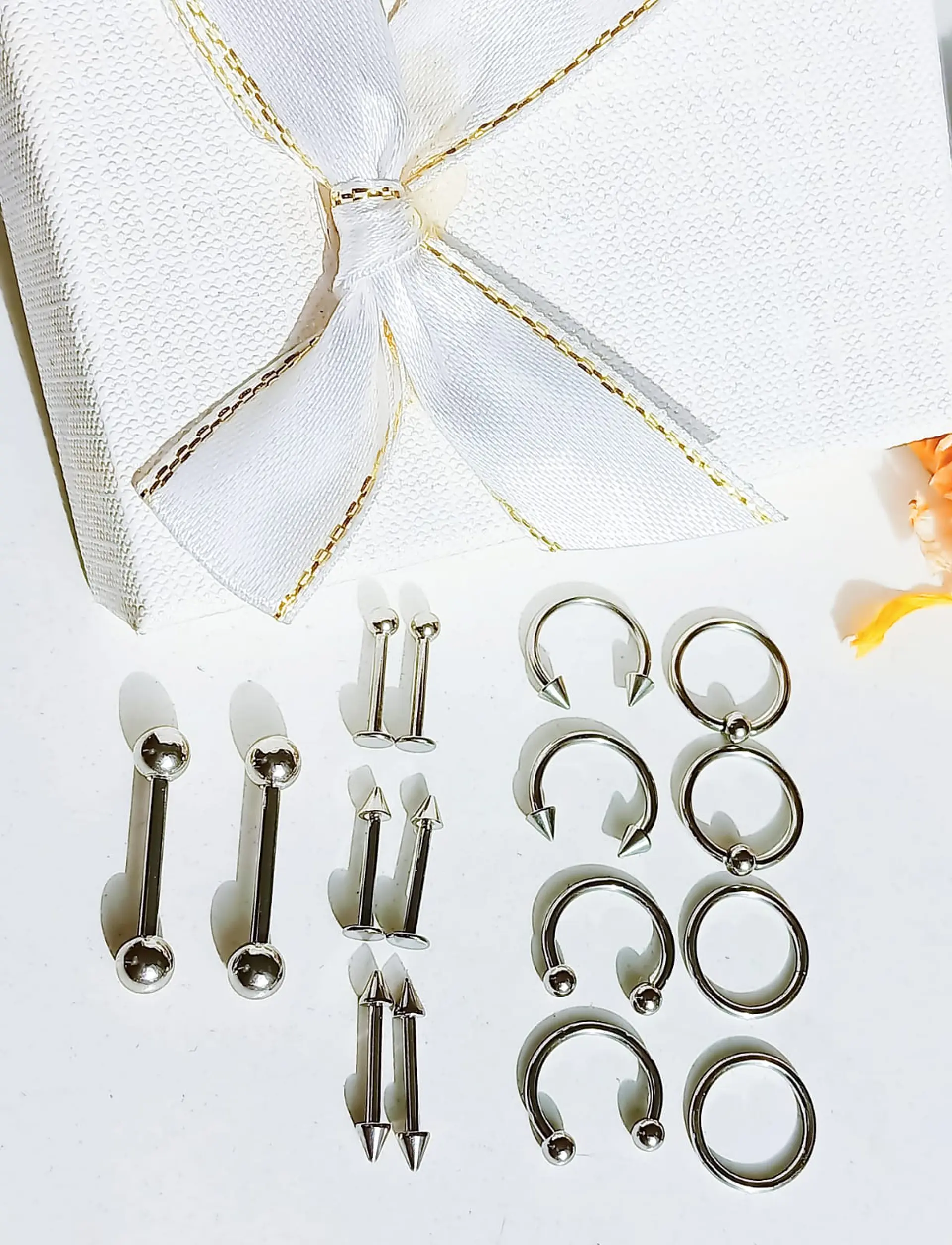 Pack 16 Piercing Plateado Set Tragus Septum Industrial Nostril Helix 4