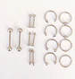 Pack 16 Piercing Plateado Set Tragus Septum Industrial Nostril Helix - Miniatura 5