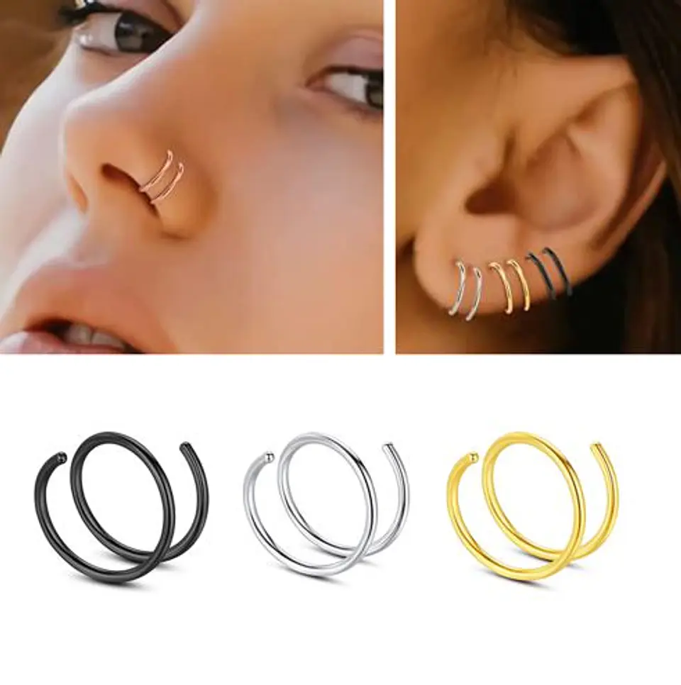 Piercing Nariz Oreja Nostril Tragus Daith Helix Labio Espiral colores 3