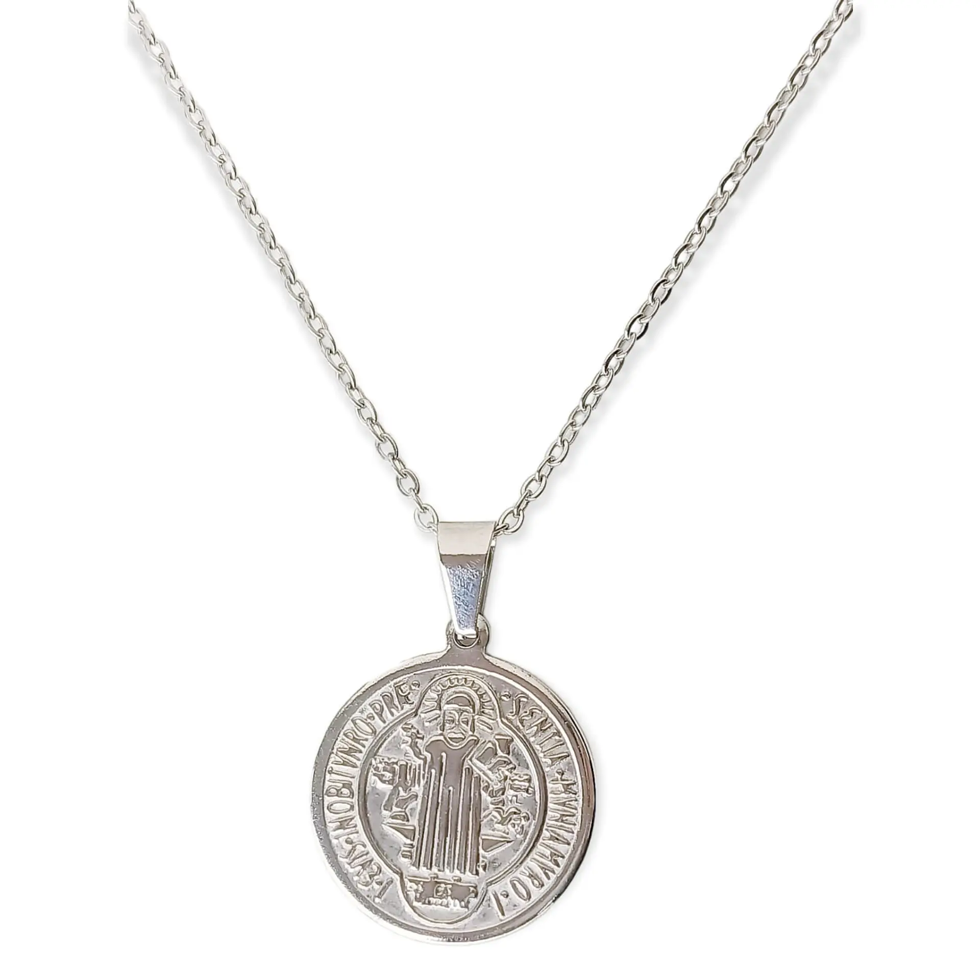 Colgante Medalla San Benito hipoalergénica plateada 1