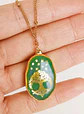 Colgante Árbol De La Vida Resina Verde Chapado En Oro 18k - Miniatura 9