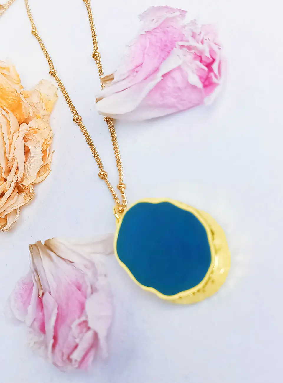 Colgante Luna Y Estrellas Resina Azul Chapado En Oro 18k 6