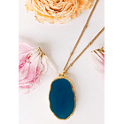 Colgante Luna Y Estrellas Resina Azul Chapado En Oro 18k 9