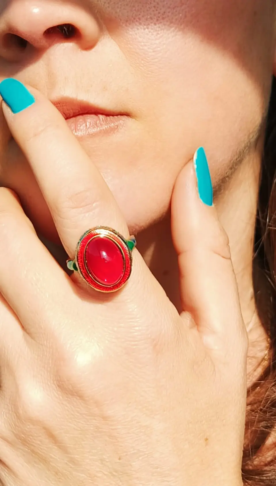 Anillo Ajustable Chapado En Oro 18k Esmaltado Vintage 4