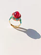 Anillo Ajustable Chapado En Oro 18k Esmaltado Vintage - Miniatura 5