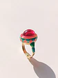 Anillo Ajustable Chapado En Oro 18k Esmaltado Vintage - Miniatura 7
