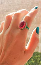 Anillo Ajustable Chapado En Oro 18k Esmaltado Vintage - Miniatura 3