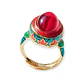 Anillo Ajustable Chapado En Oro 18k Esmaltado Vintage - Miniatura 1