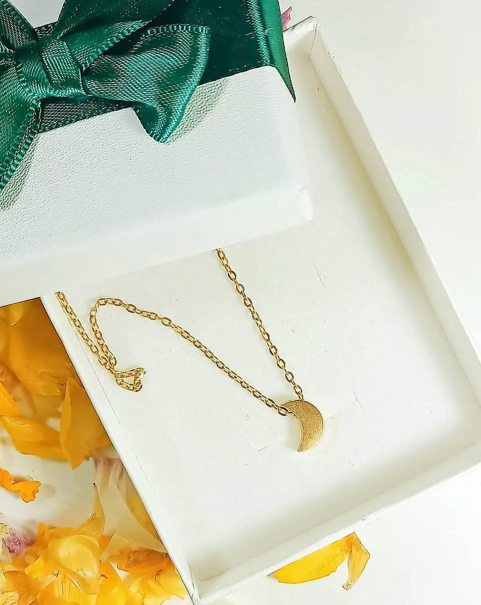 Cadena Colgante Luna Minimalista Chapada En Oro 18k 4