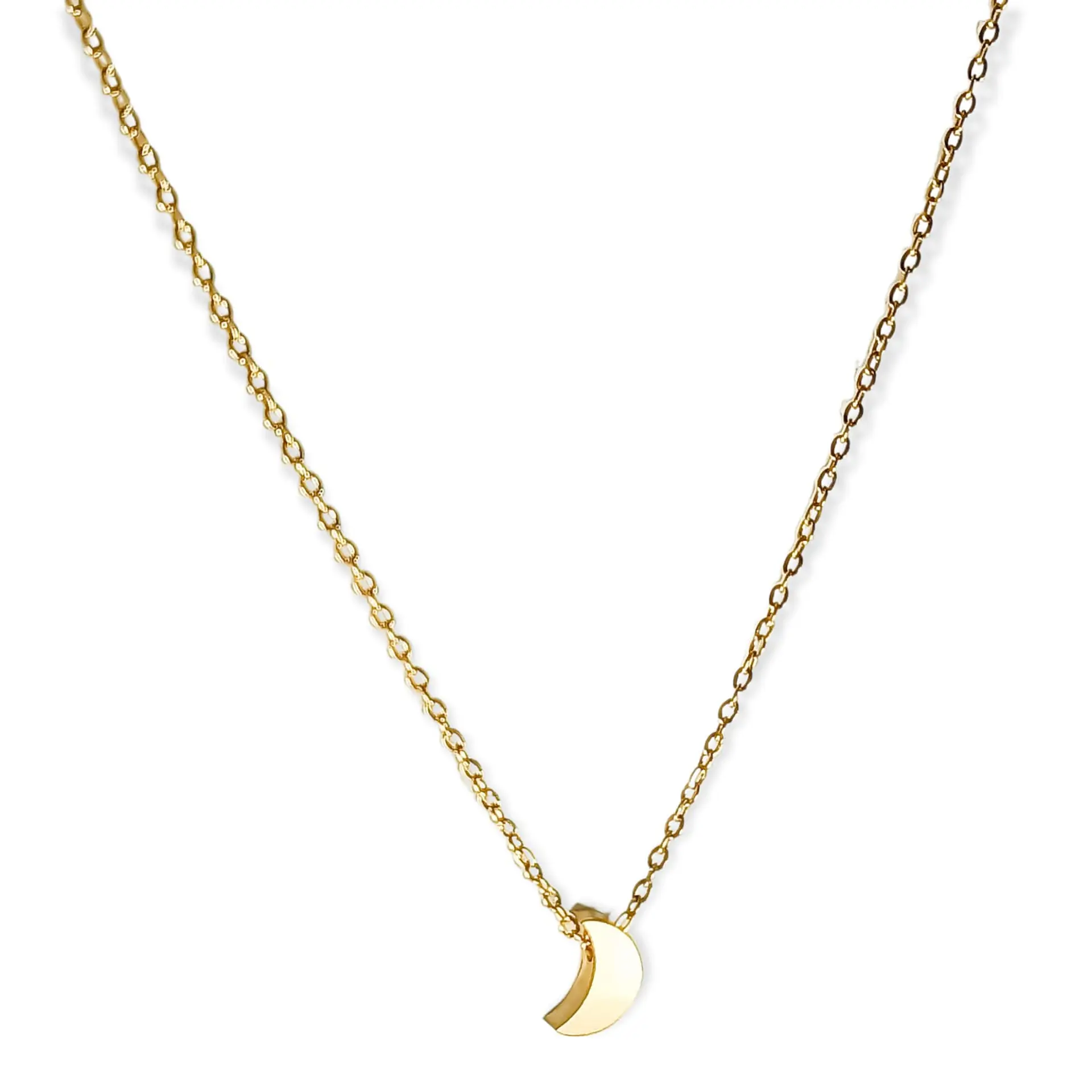 Cadena Colgante Luna Minimalista Chapada En Oro 18k 1