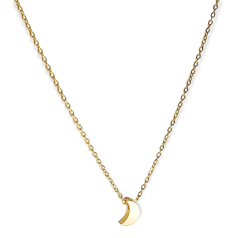 Cadena Colgante Luna Minimalista Chapada En Oro 18k 1